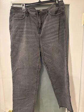 Seven7 Charcoal Gray High-Rise Straight Jeans
